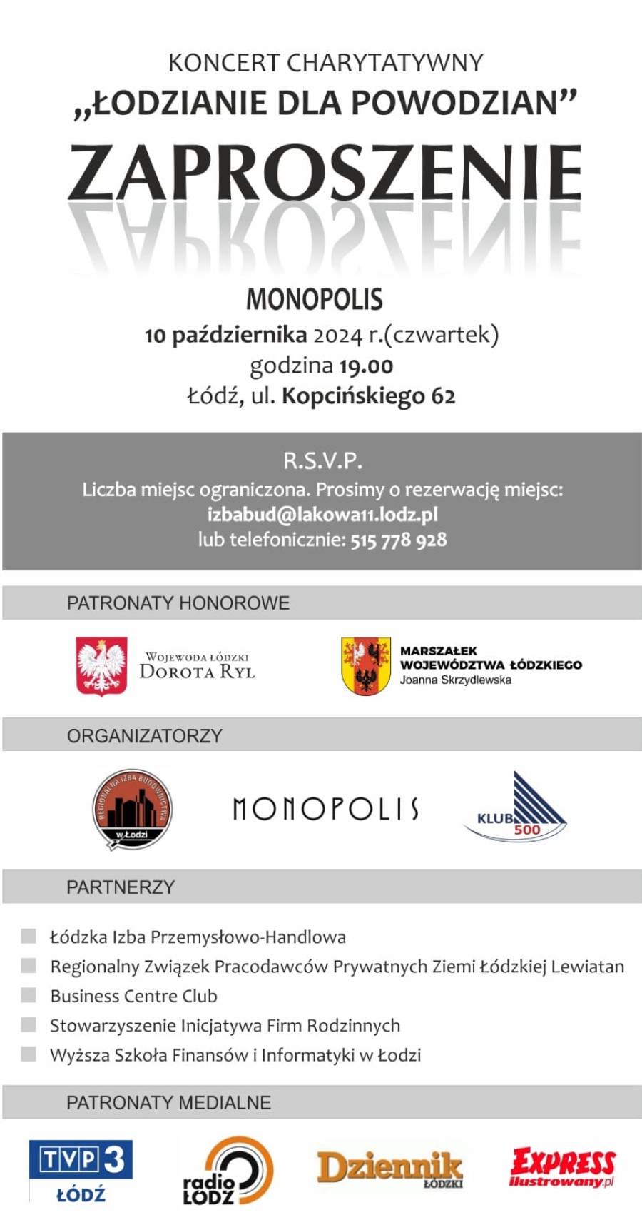 Koncert charytatywny ŁODZIANIE DLA POWODZIAN